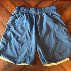 Nike pro rep men’s shorts teal and yellow